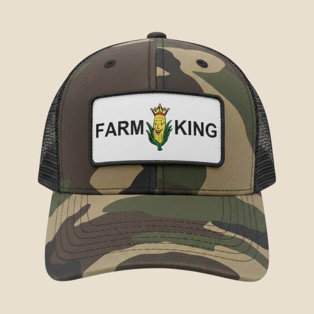 Farm King Camo Trucker Hat Est 1959 Mesh Back Snapback Cap Woodland Camouflage